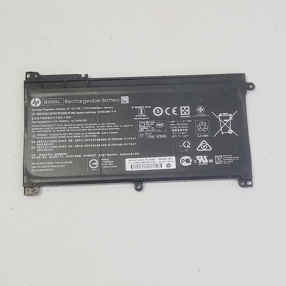 Original B103XL Battery For HP 843537-541 844203-850 BI03XL HSTNN-UB6W TP
